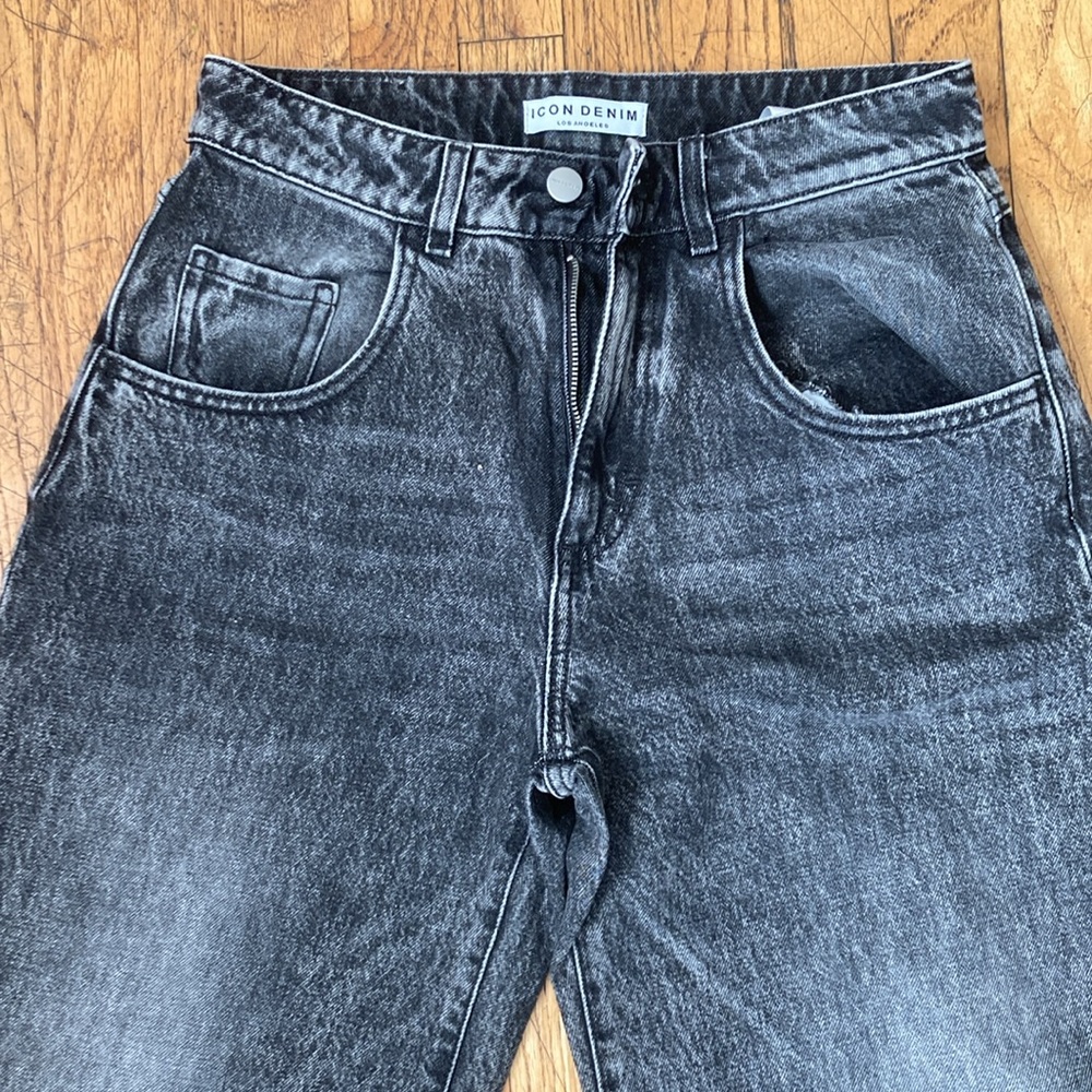 ICON DENIM BEA size 24 boyfriend wide  daddywide leg jeans washed black - Picture 6 of 6